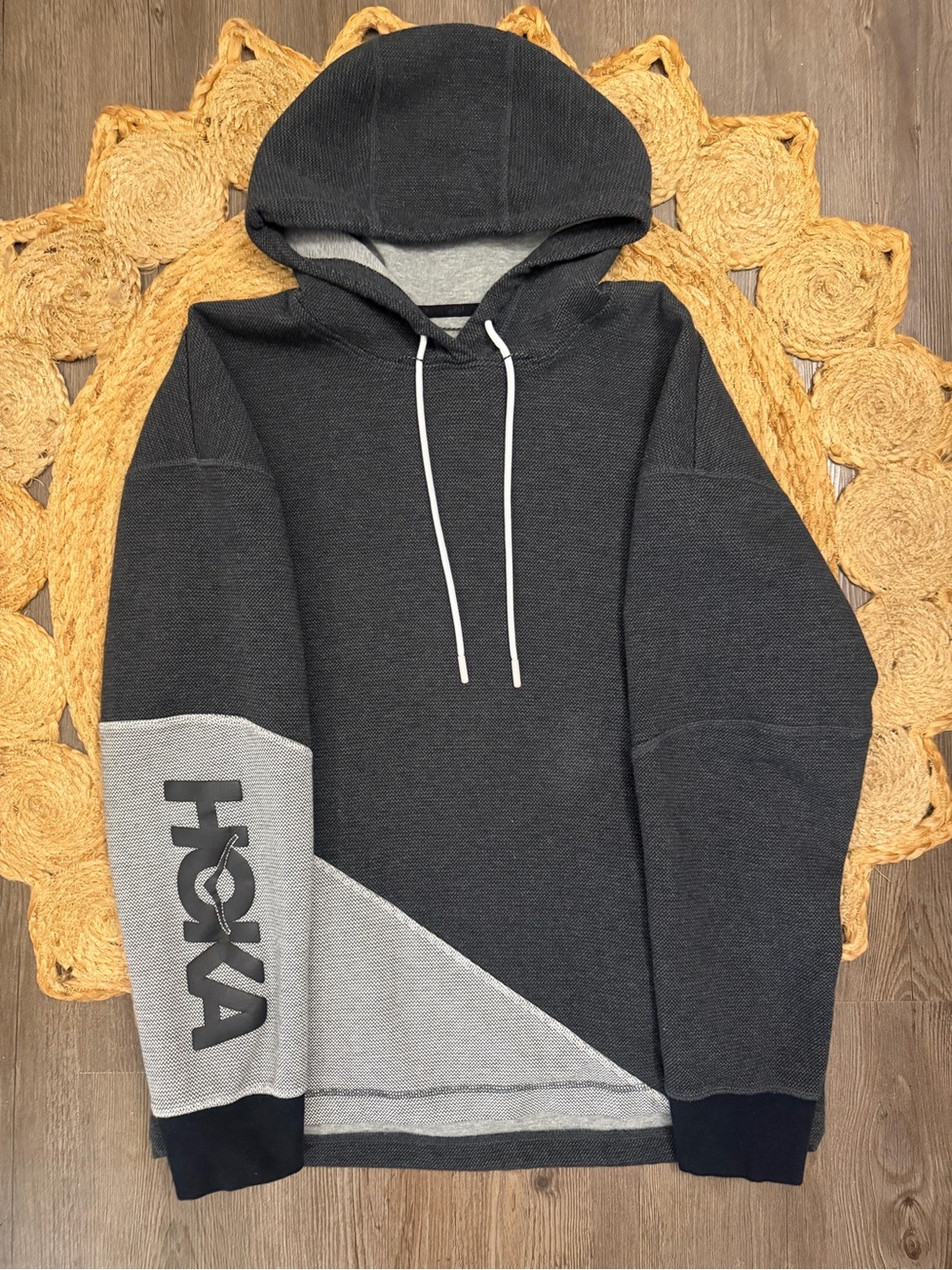 Hoka Charcoal Gray Pullover Hoodie with Light Gray Accent